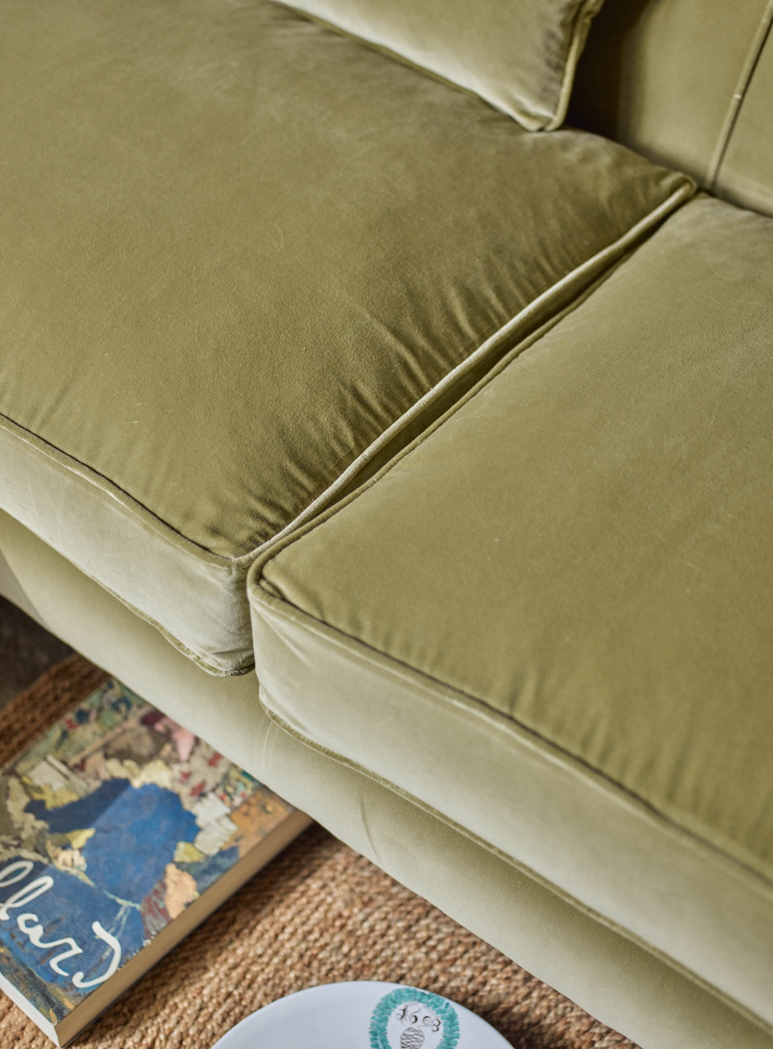 Abington Sofa, Three Seater, Sage Velvet