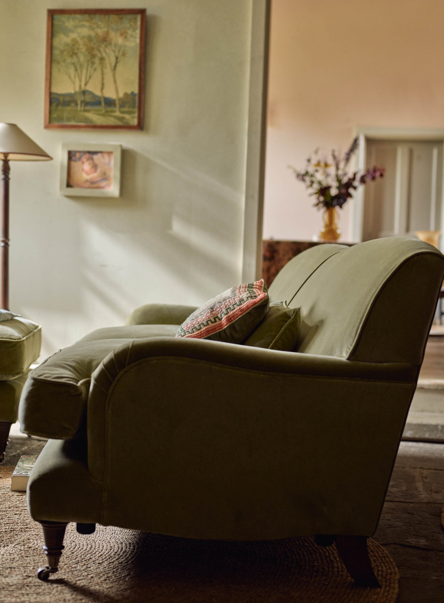 Abington Sofa, Three Seater, Dark Olive Velvet