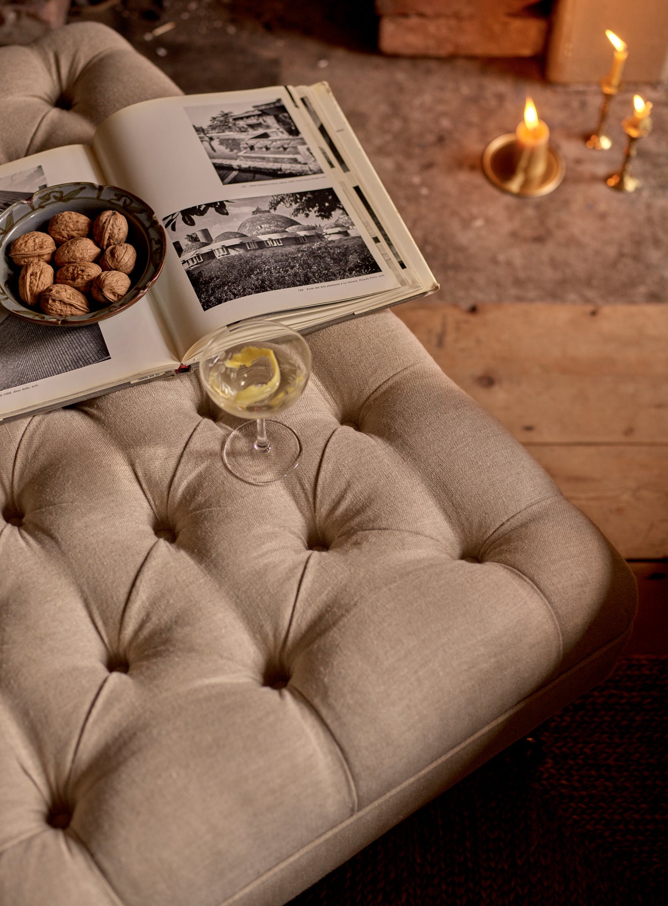 Elbert Footstool, Heritage Ochre Stripe