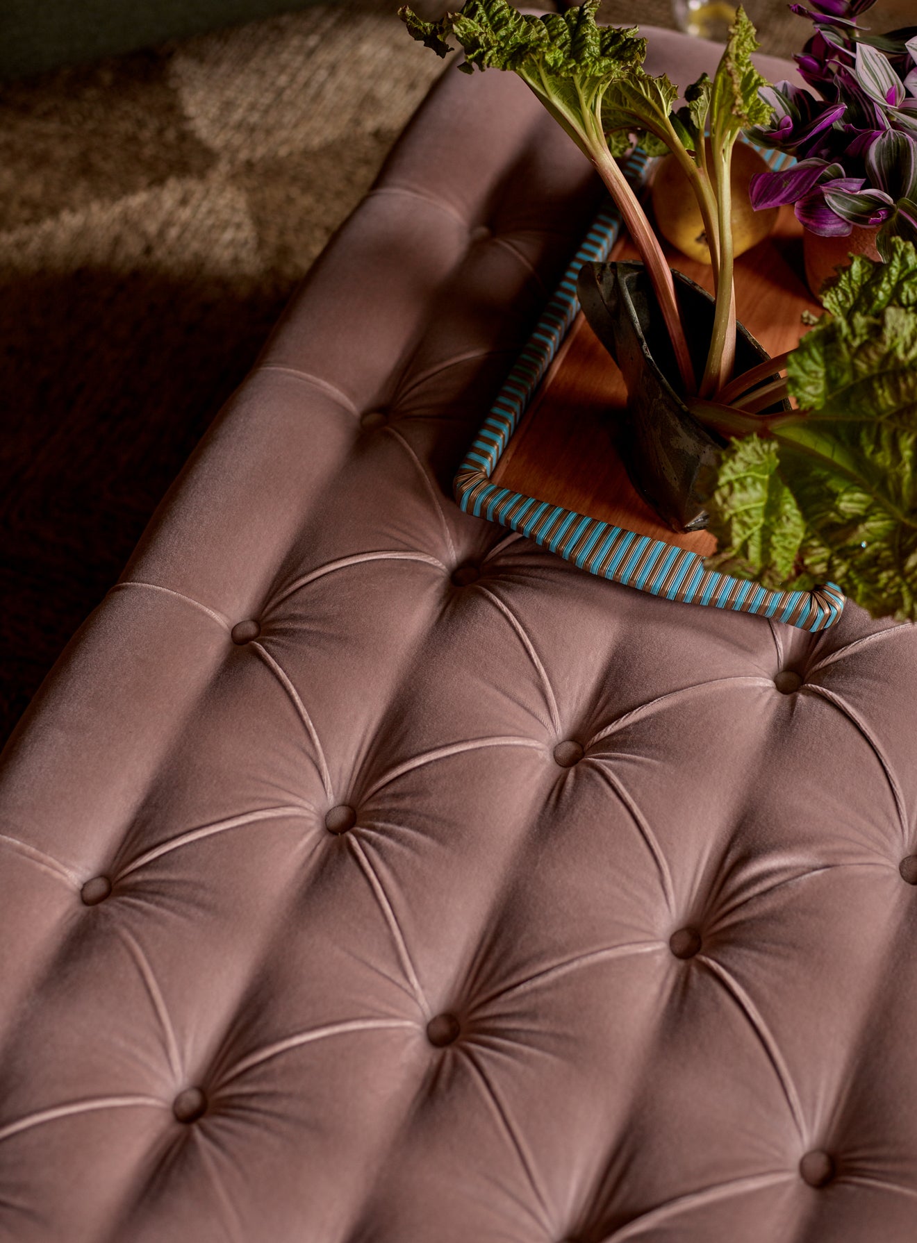 Elbert Ottoman, Rust Velvet