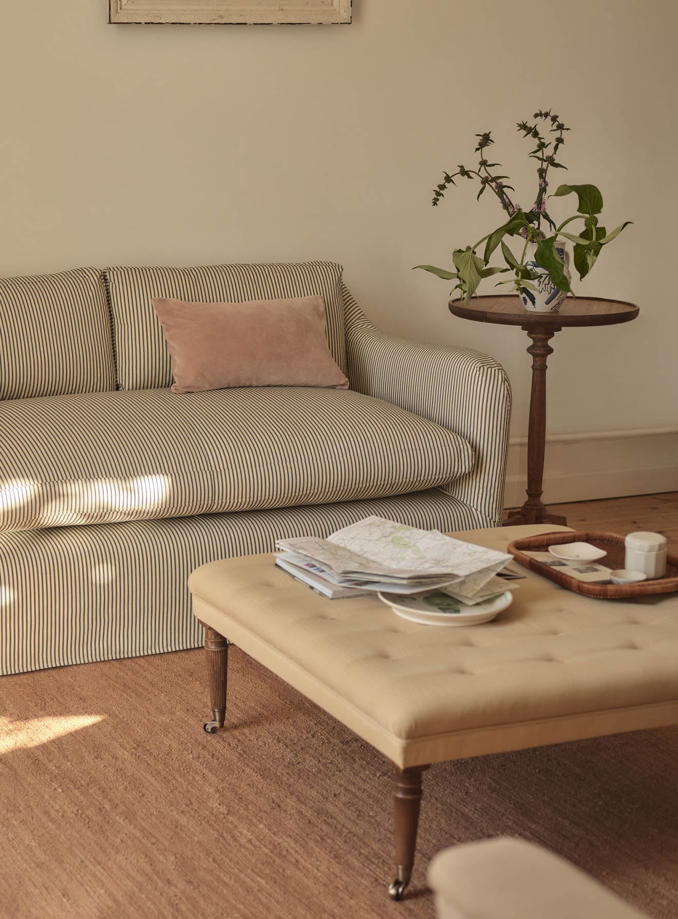 Freyer Footstool, Square, Straw Cotton