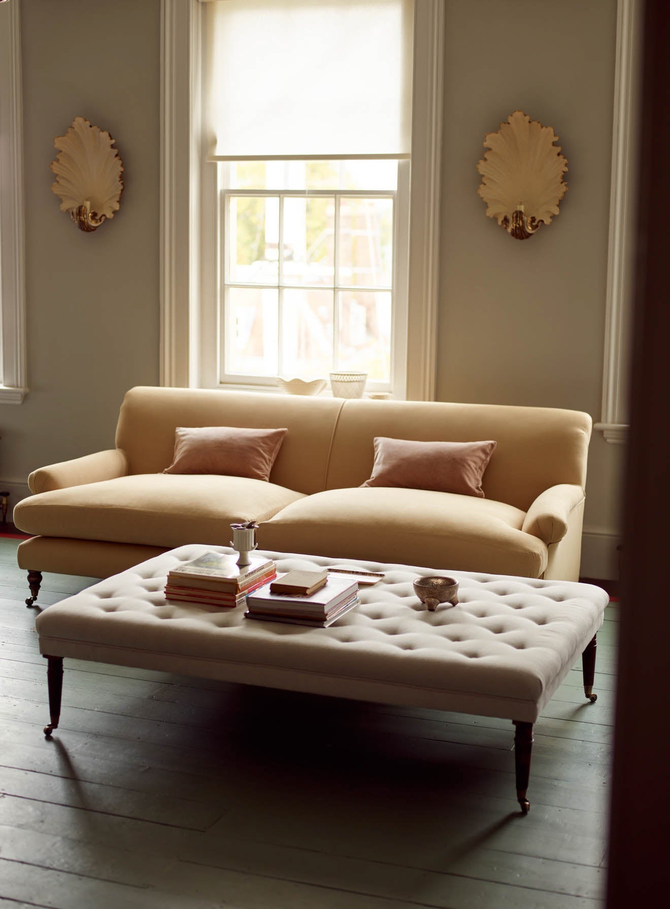 Freyer Footstool, Rectangular, Dark Olive Velvet