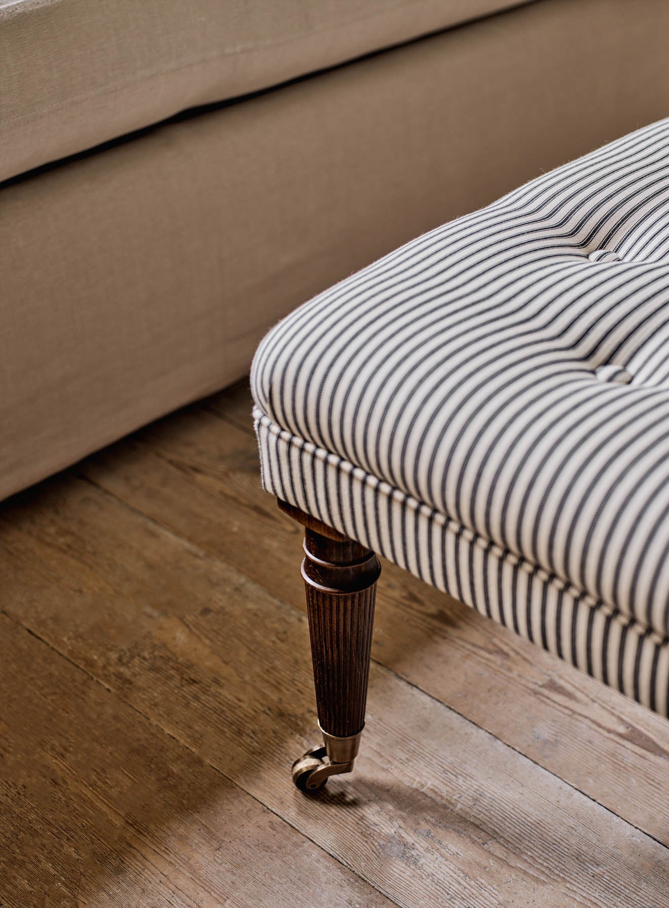 Freyer Footstool, Square, Natural Wool