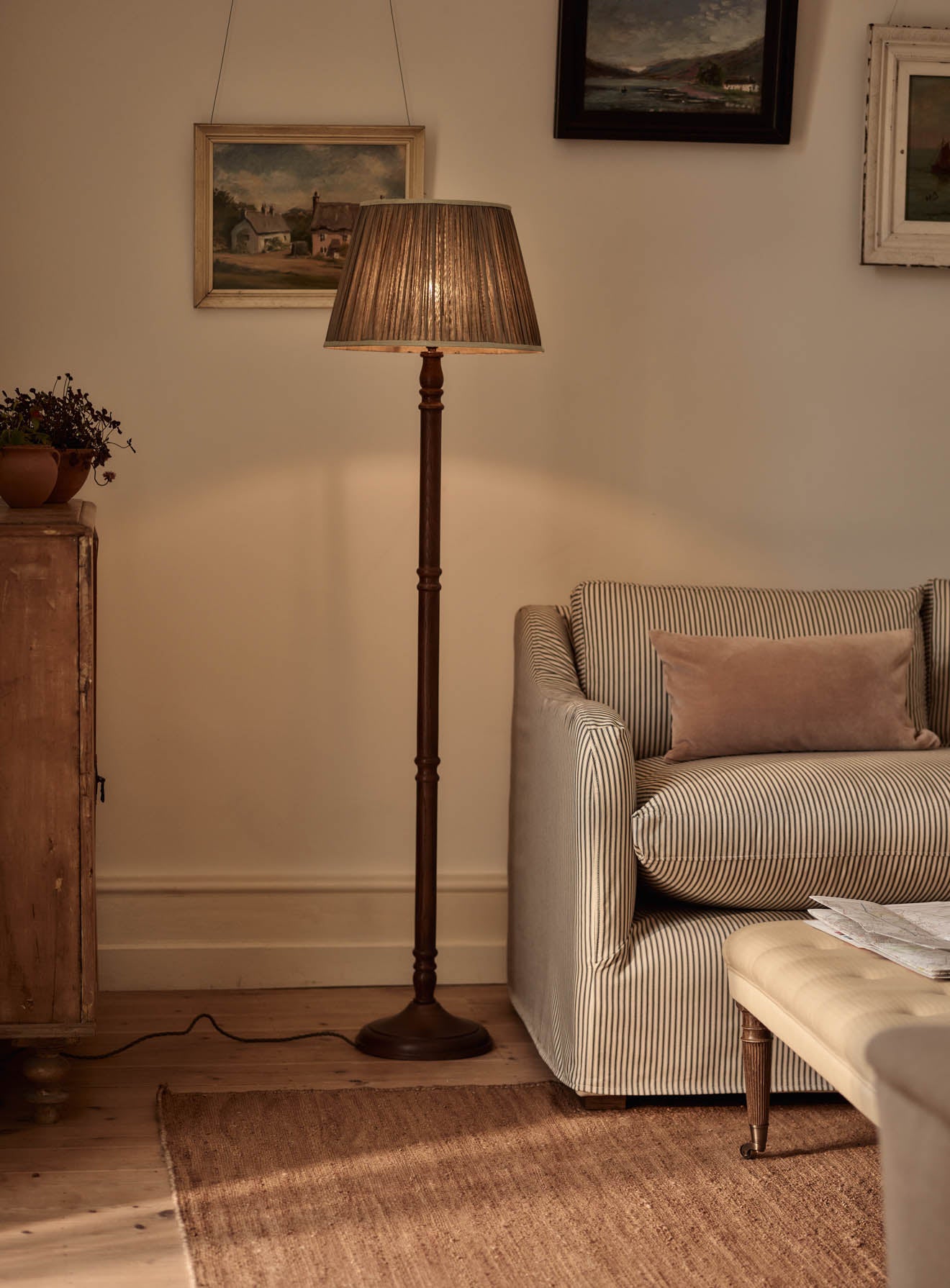 Edwin Oak Floor Lamp, Dark Oiled