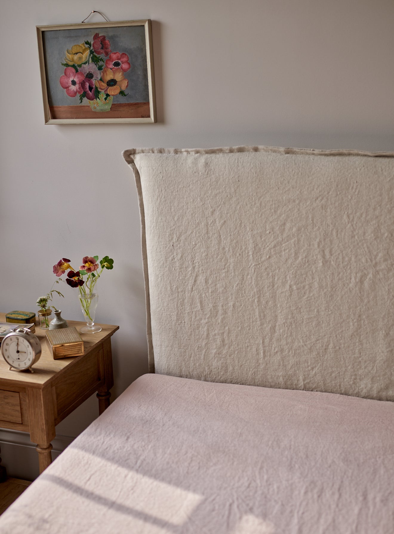 Mila Headboard Cover, Sage Stripe