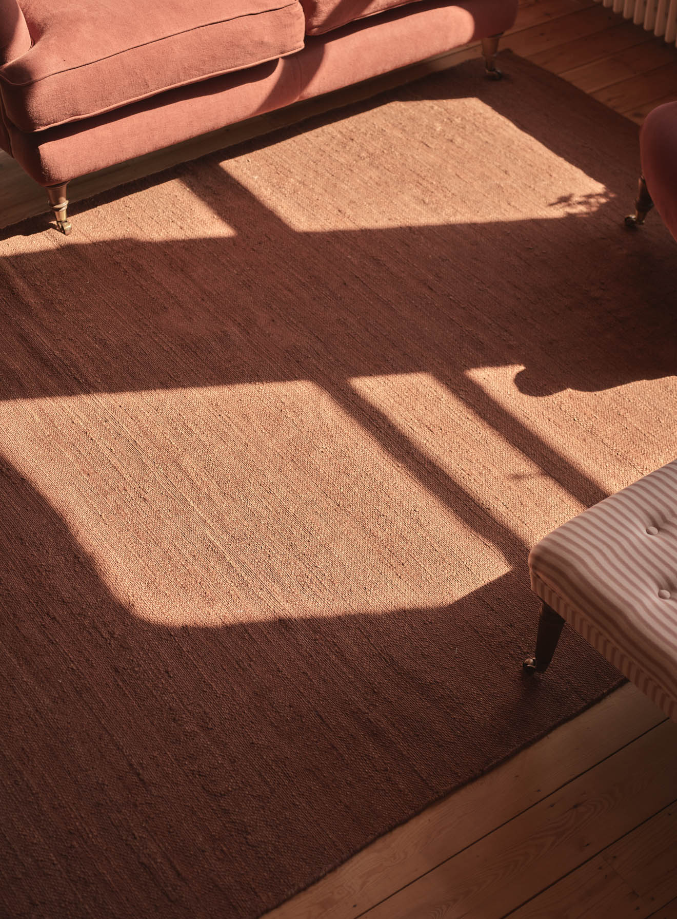 Rust Brown Jute Rug.