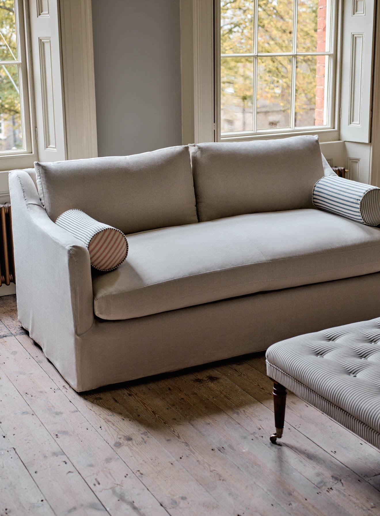 Warren Loose Cover Sofa Bed, Flax Linen
