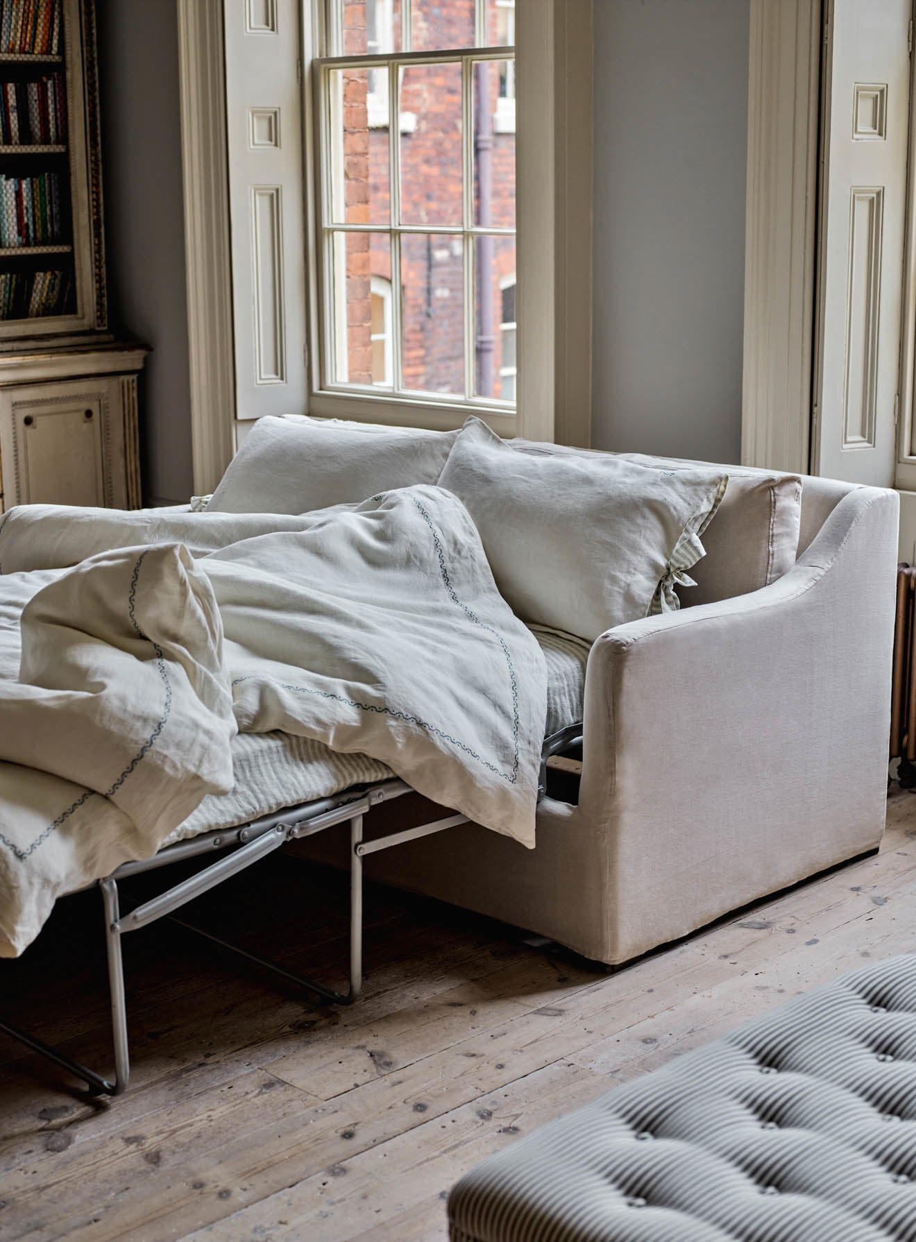 Warren Loose Cover Sofa Bed, Leaden Grey Linen