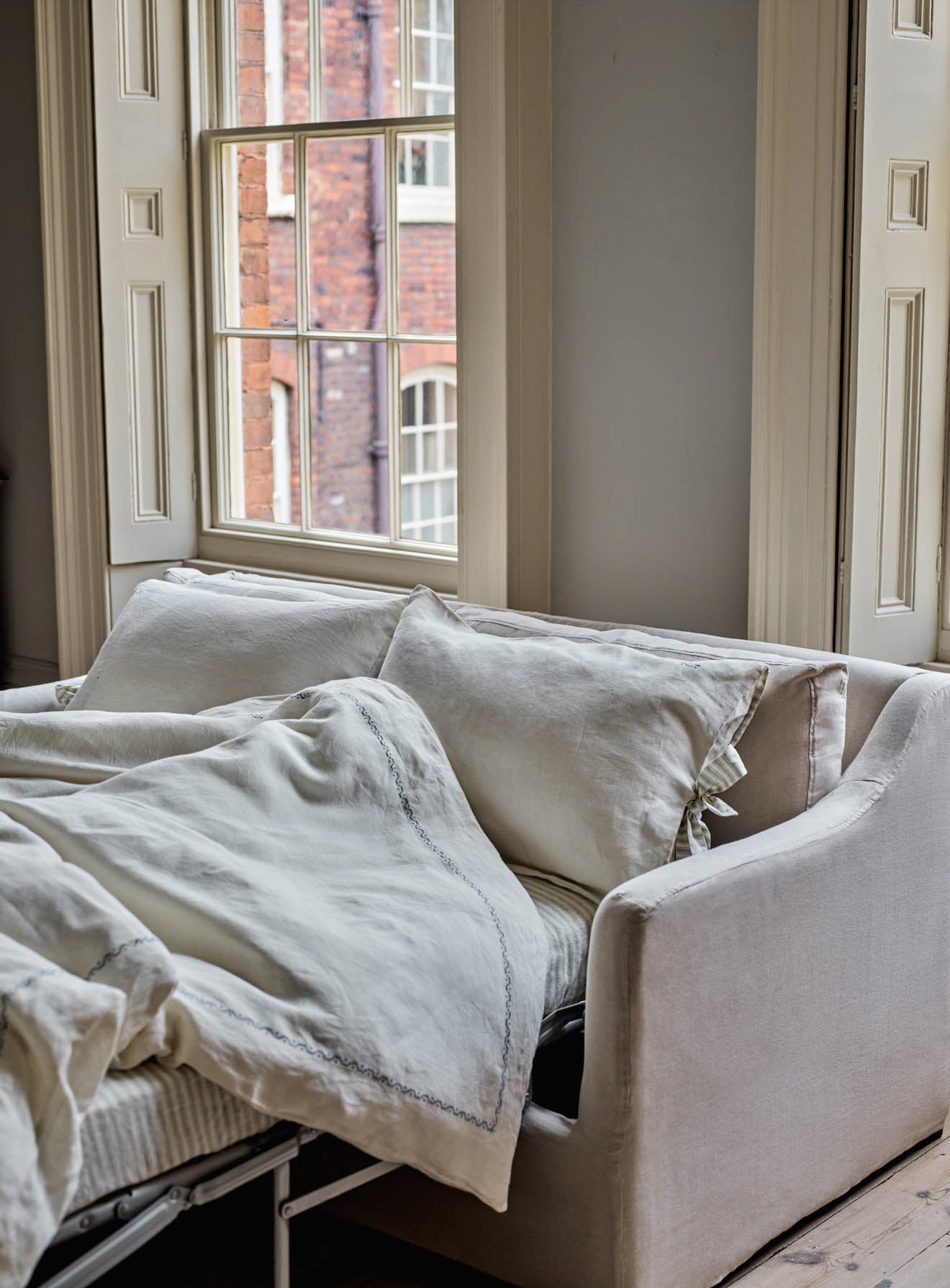 Warren Loose Cover Sofa Bed, Moss Linen