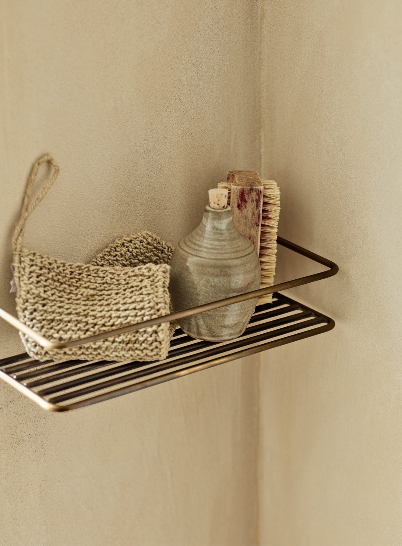 Bilton Shower Shelf, Antique Brass