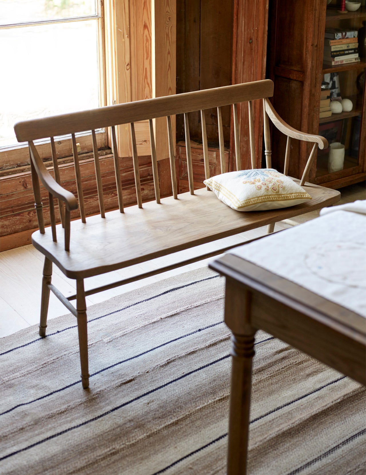 Turner Solid Oak Dining Bench with Back | Rowen & Wren