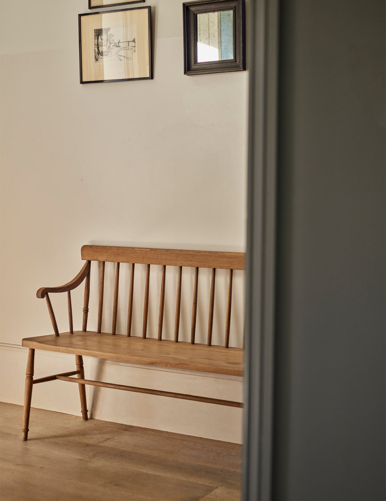 Turner Solid Oak Dining Bench with Back | Rowen & Wren