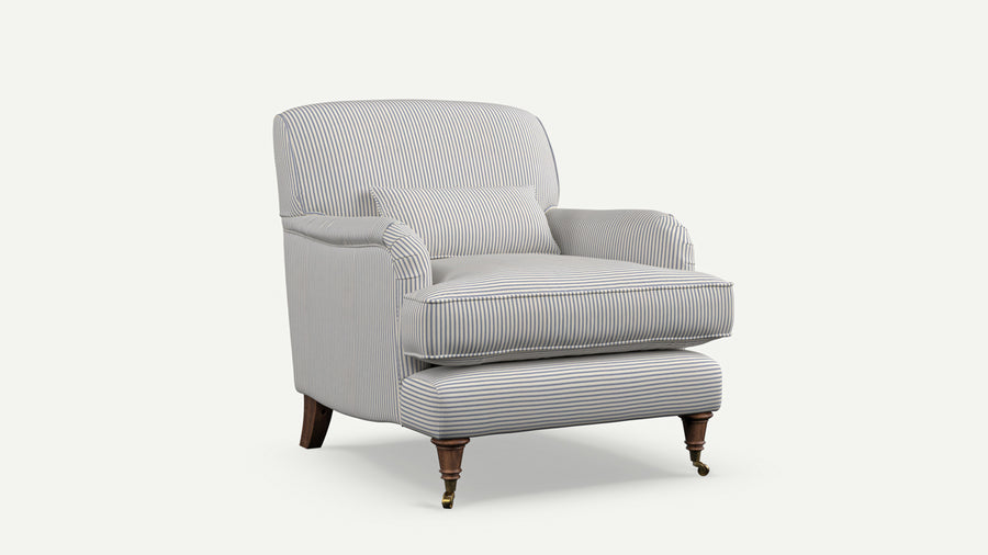 Abington Armchair, Blue Ticking Stripe Rowen Wren
