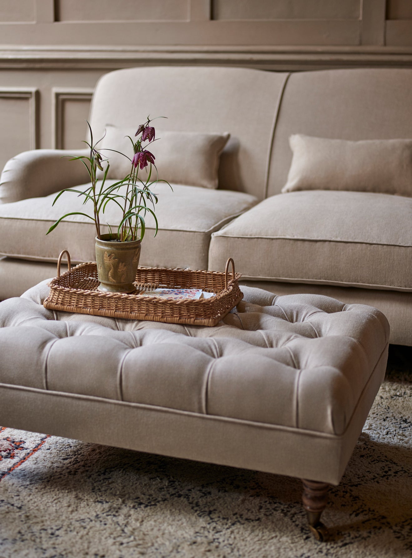 Abington Sofa, Two Seater, Grey Ticking Stripe