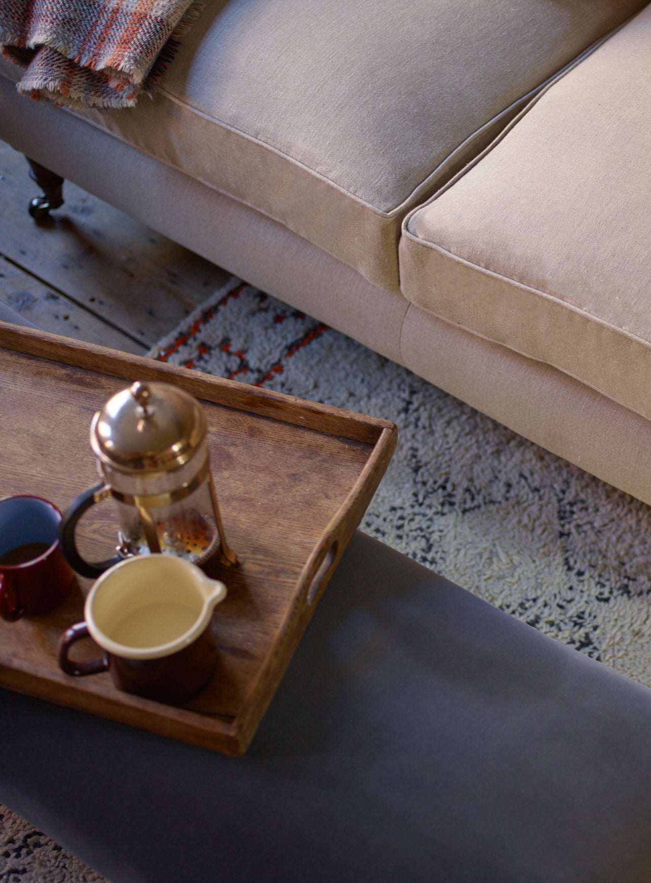Edmund Footstool, Large, Dark Olive Velvet