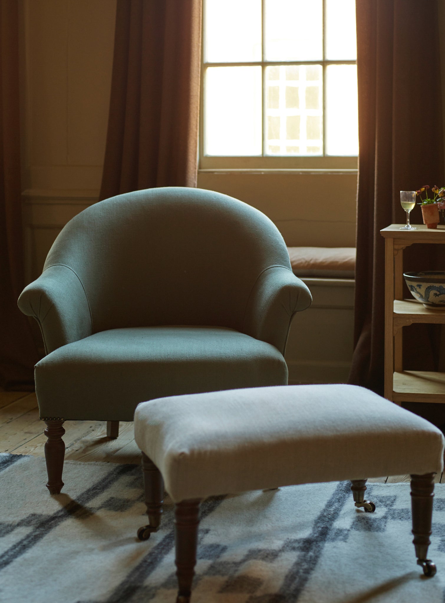 Clandon Armchair, Charcoal Cotton