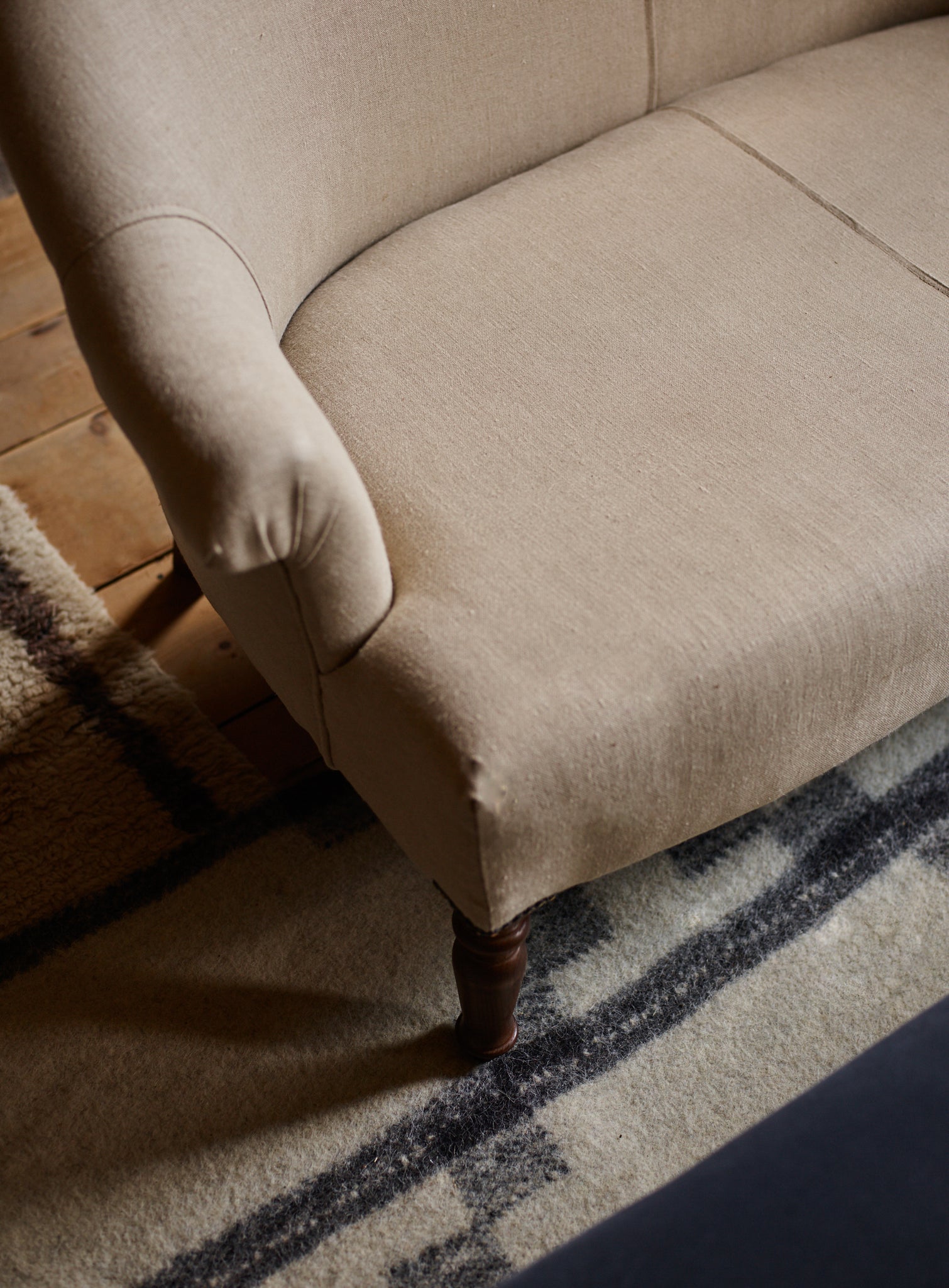 Clandon Sofa, Grey Ticking Stripe