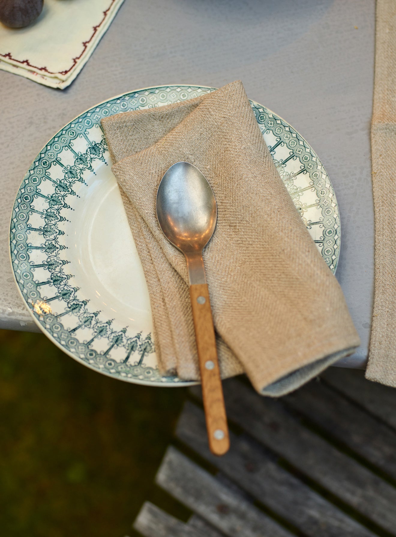 Vintage Wooden Cutlery, Dessert Spoon, Set of Six