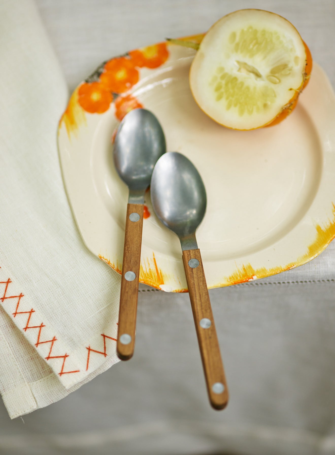 Vintage Wooden Cutlery, Teaspoon, Set of Six