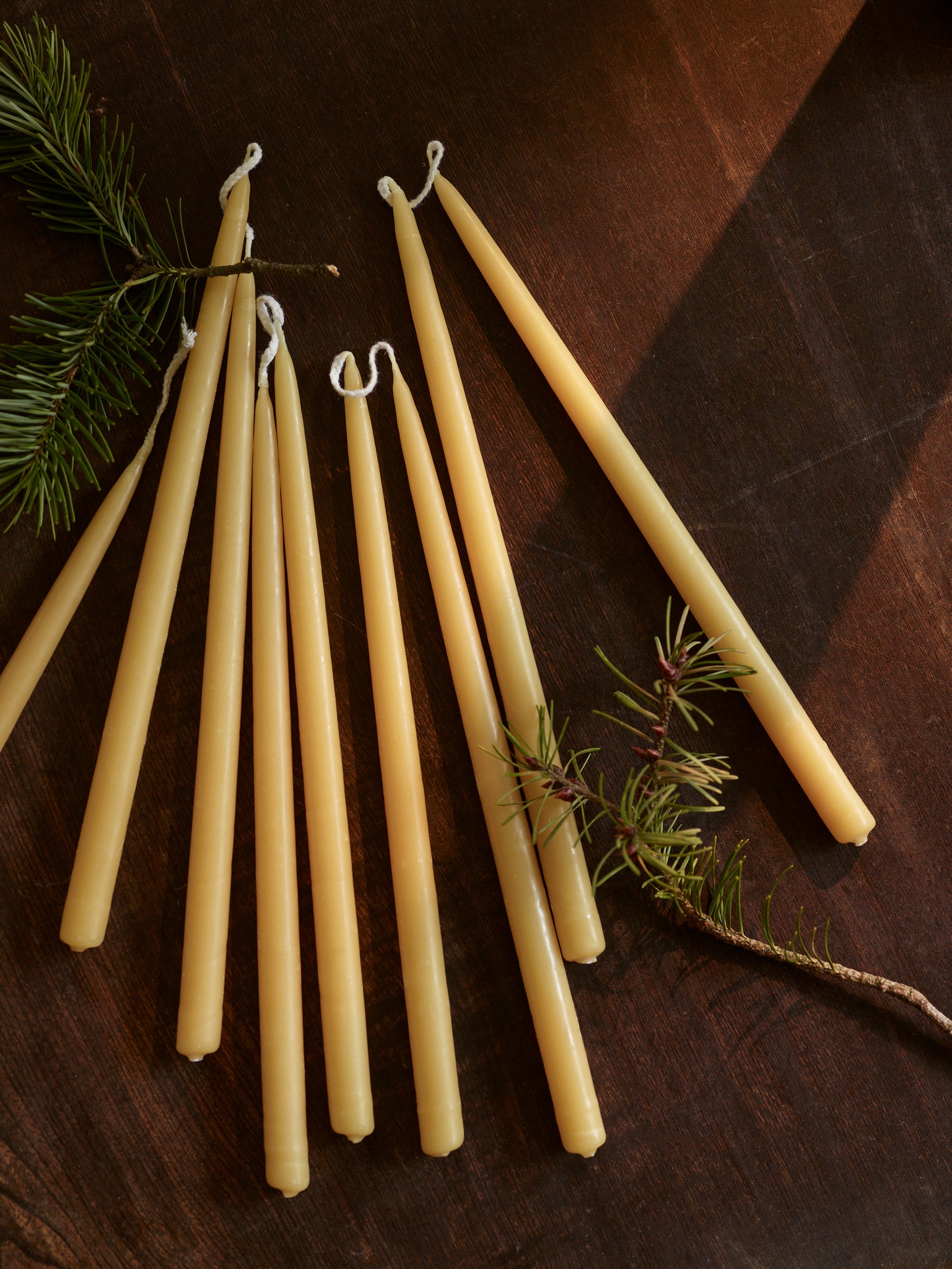 Beeswax Candles, Slim, Set of Four