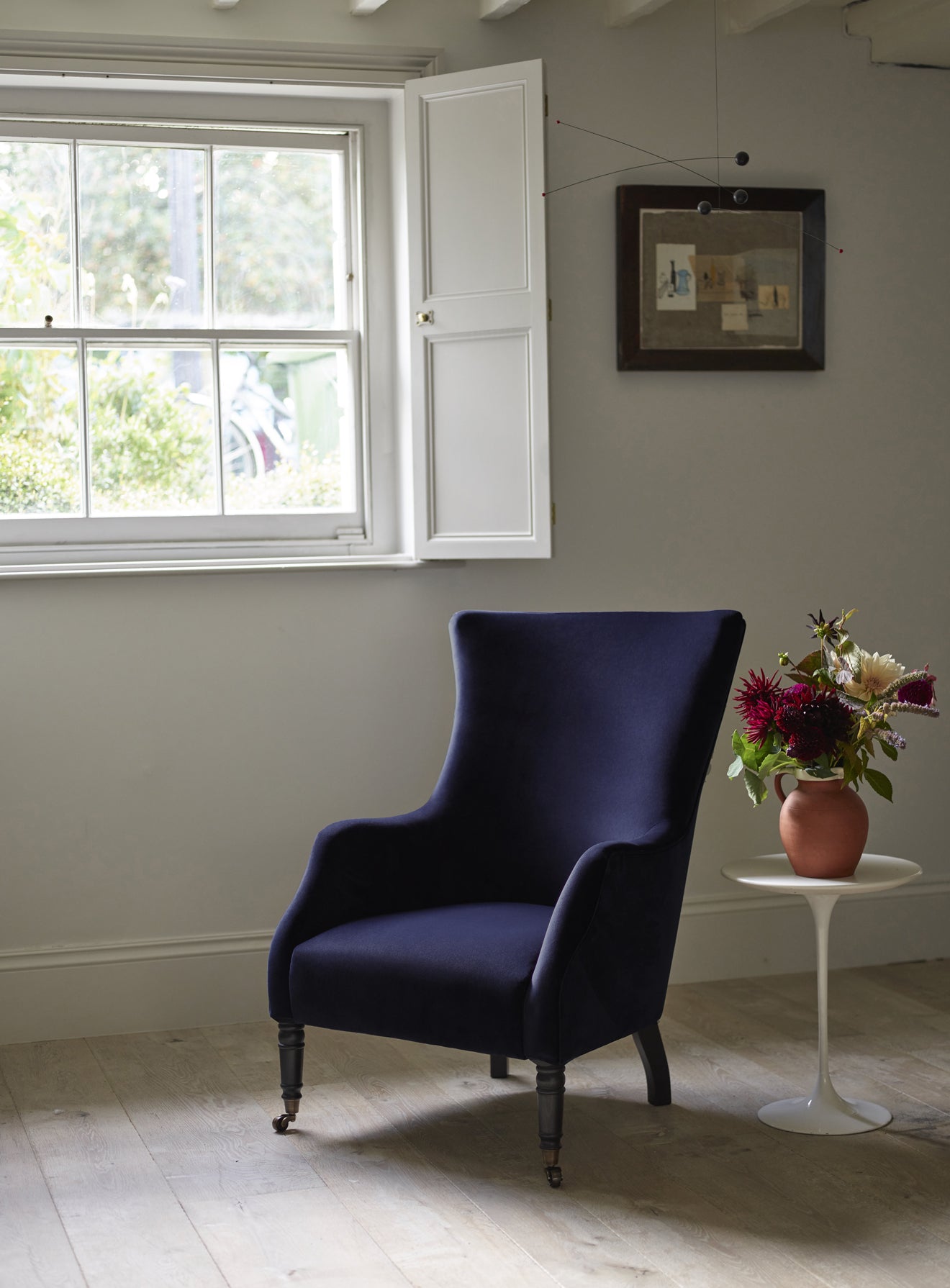 Bromley Wingback Chair, Midnight Blue Velvet
