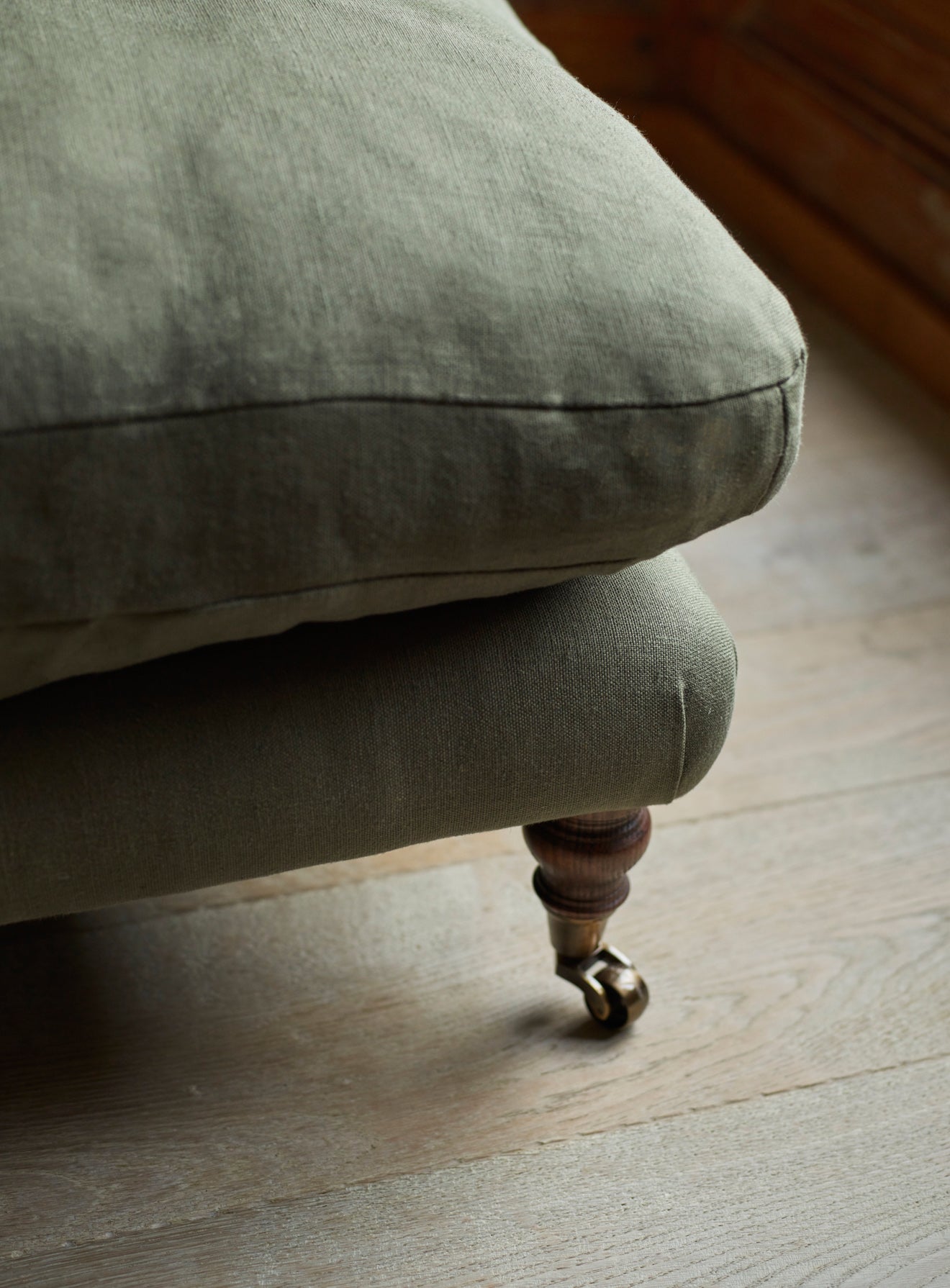 Remy Footstool, Blue Ticking Stripe