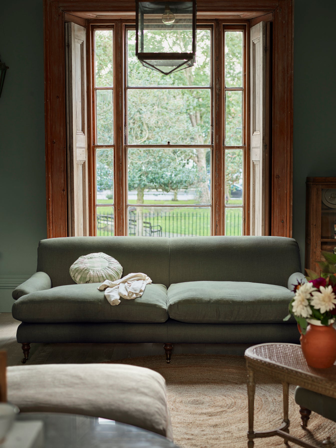 Rowen & Wren Remy Three Seater Sofa in Moss Linen