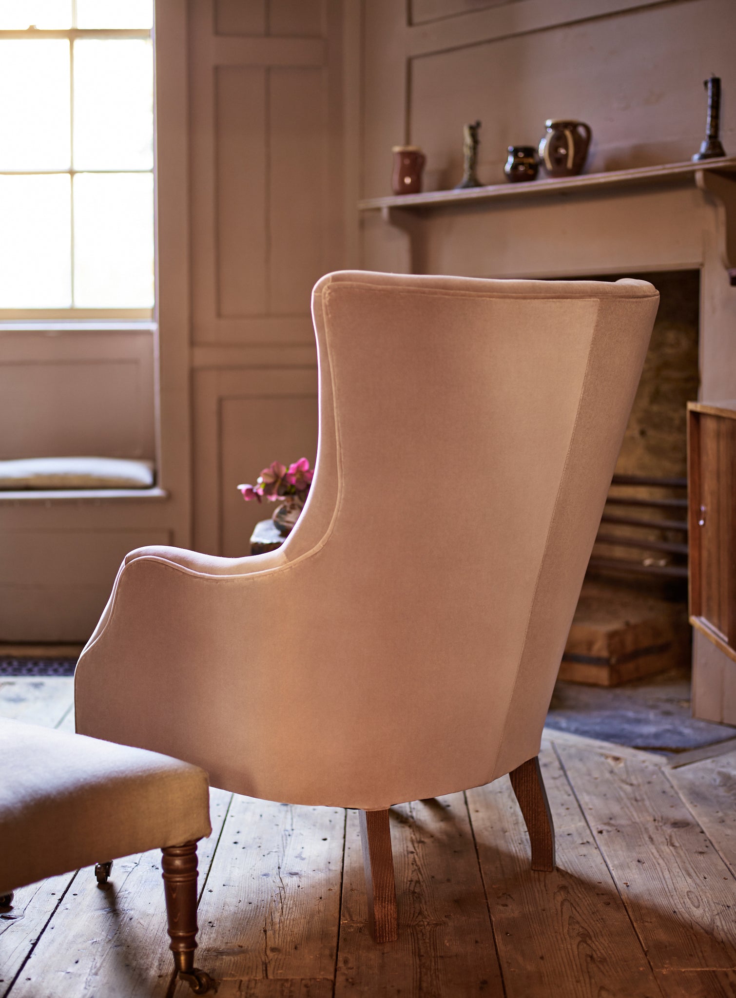 Bromley Wingback Chair, Clover Velvet