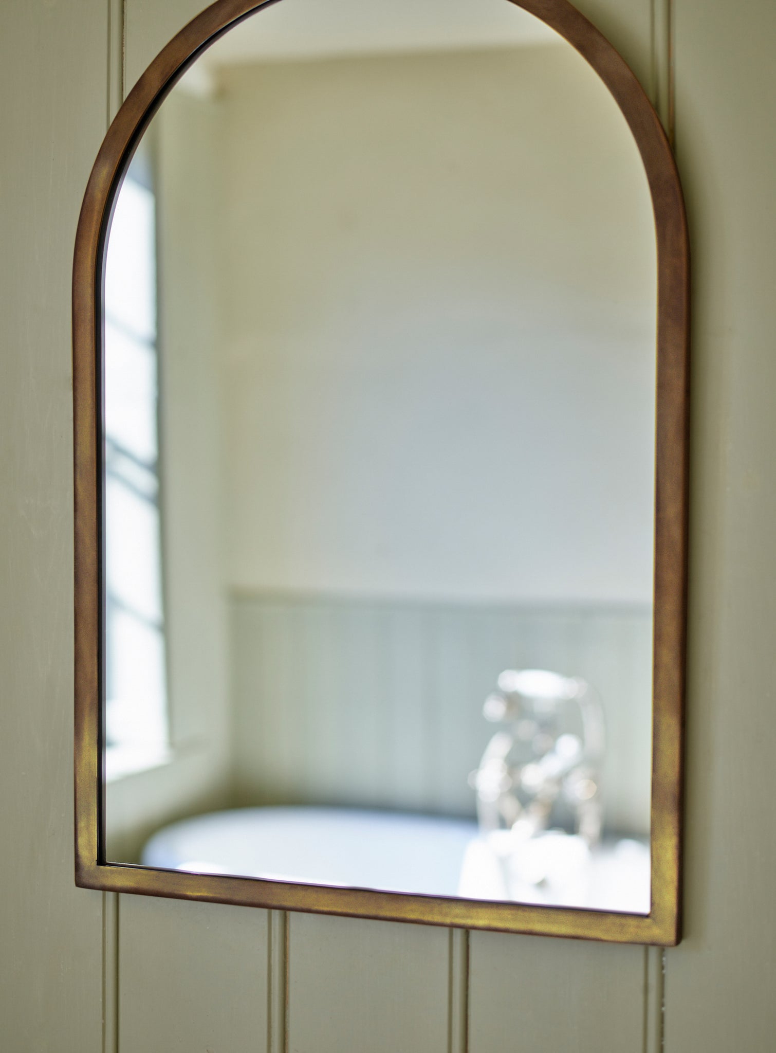 Aster Arched Mirror, Antique Brass
