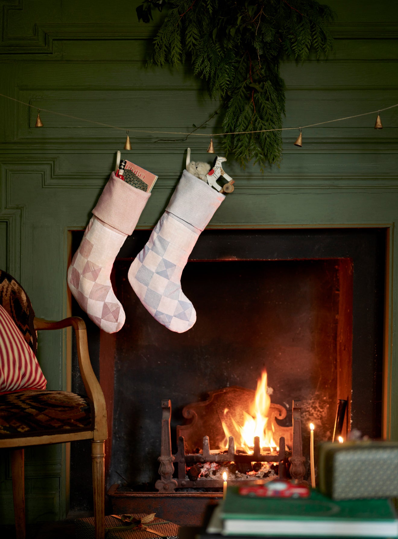 Reversible Patchwork Stocking, Dusky Blue