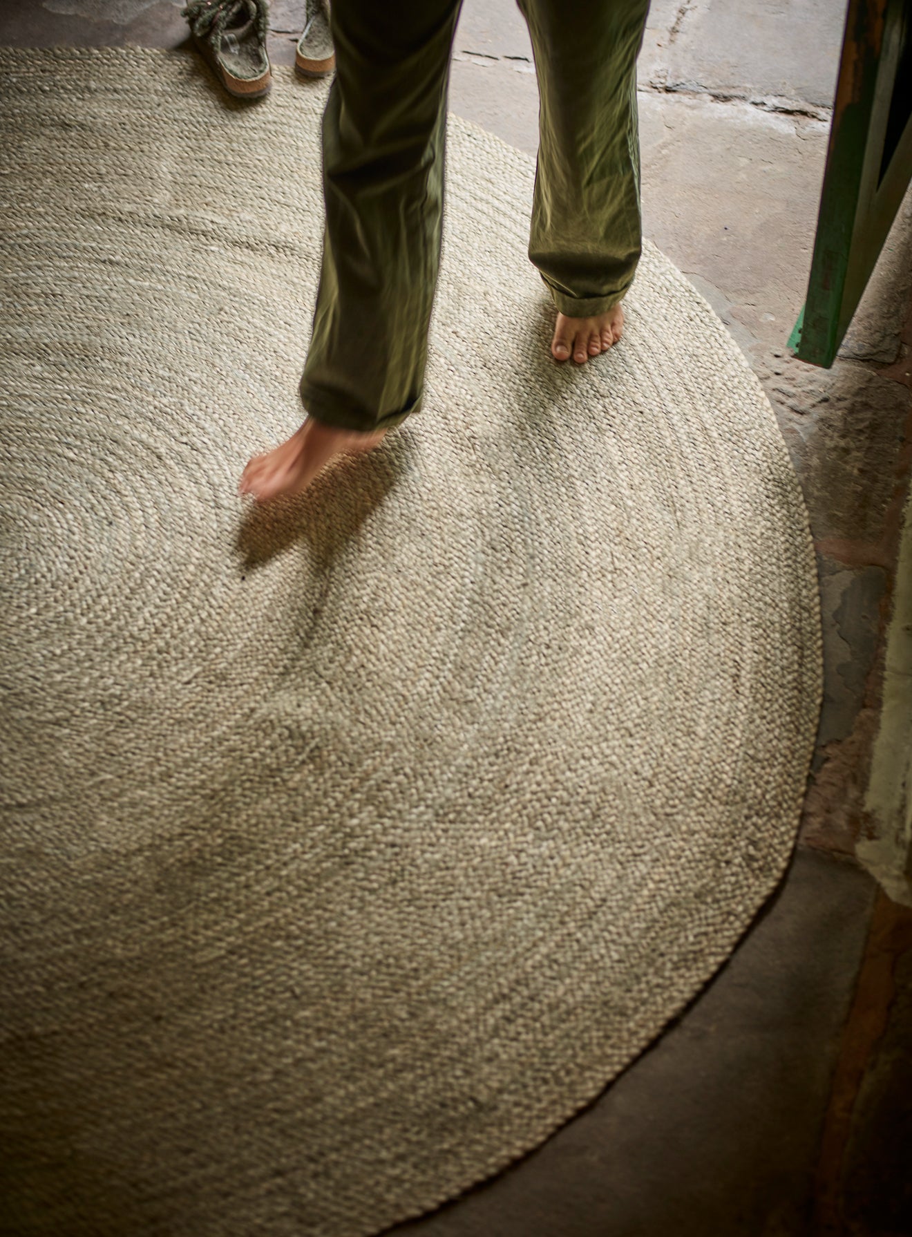 Round Jute Rug Large Stone Grey