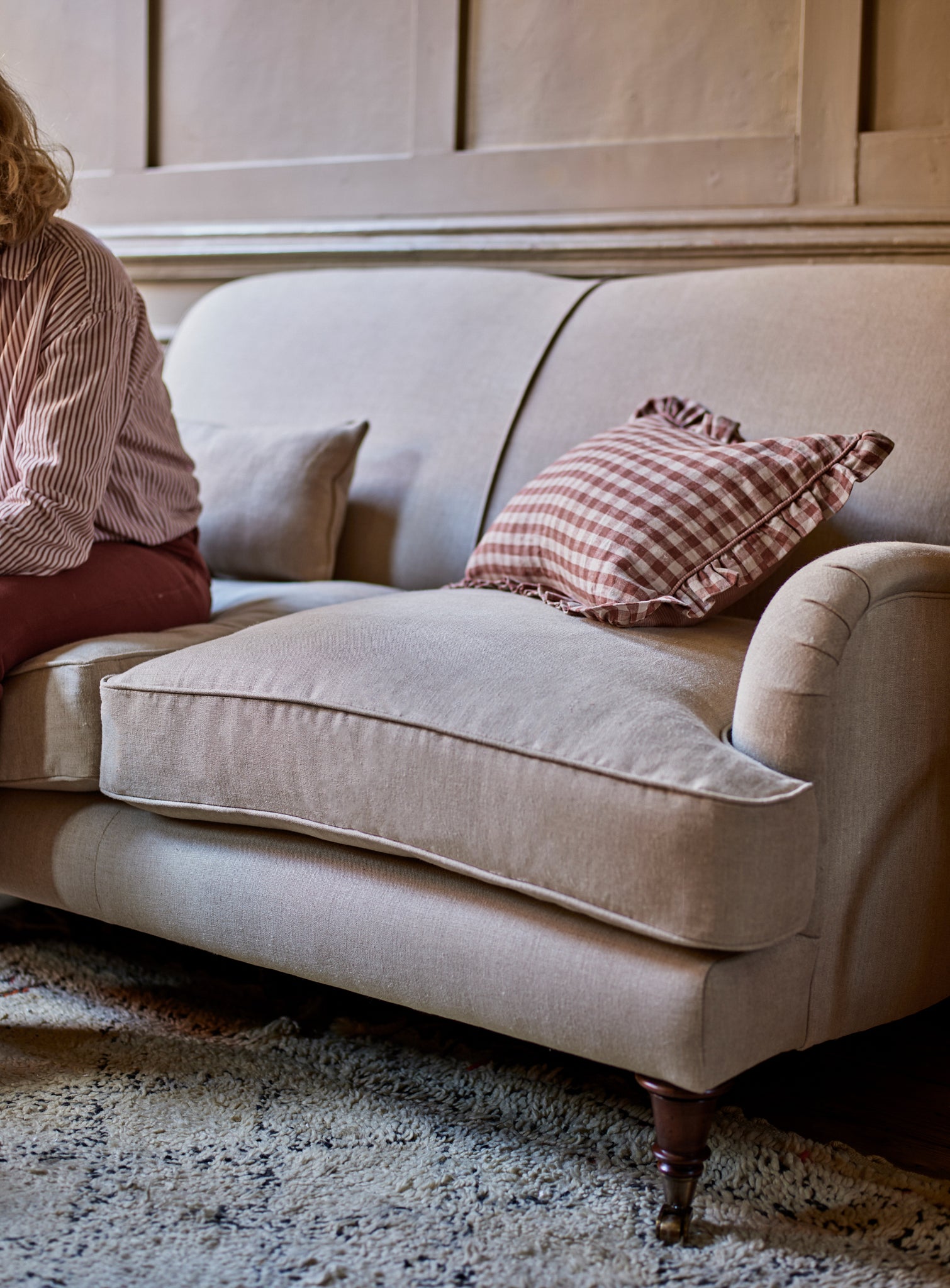 Abington Sofa, Two Seater, Grey Ticking Stripe