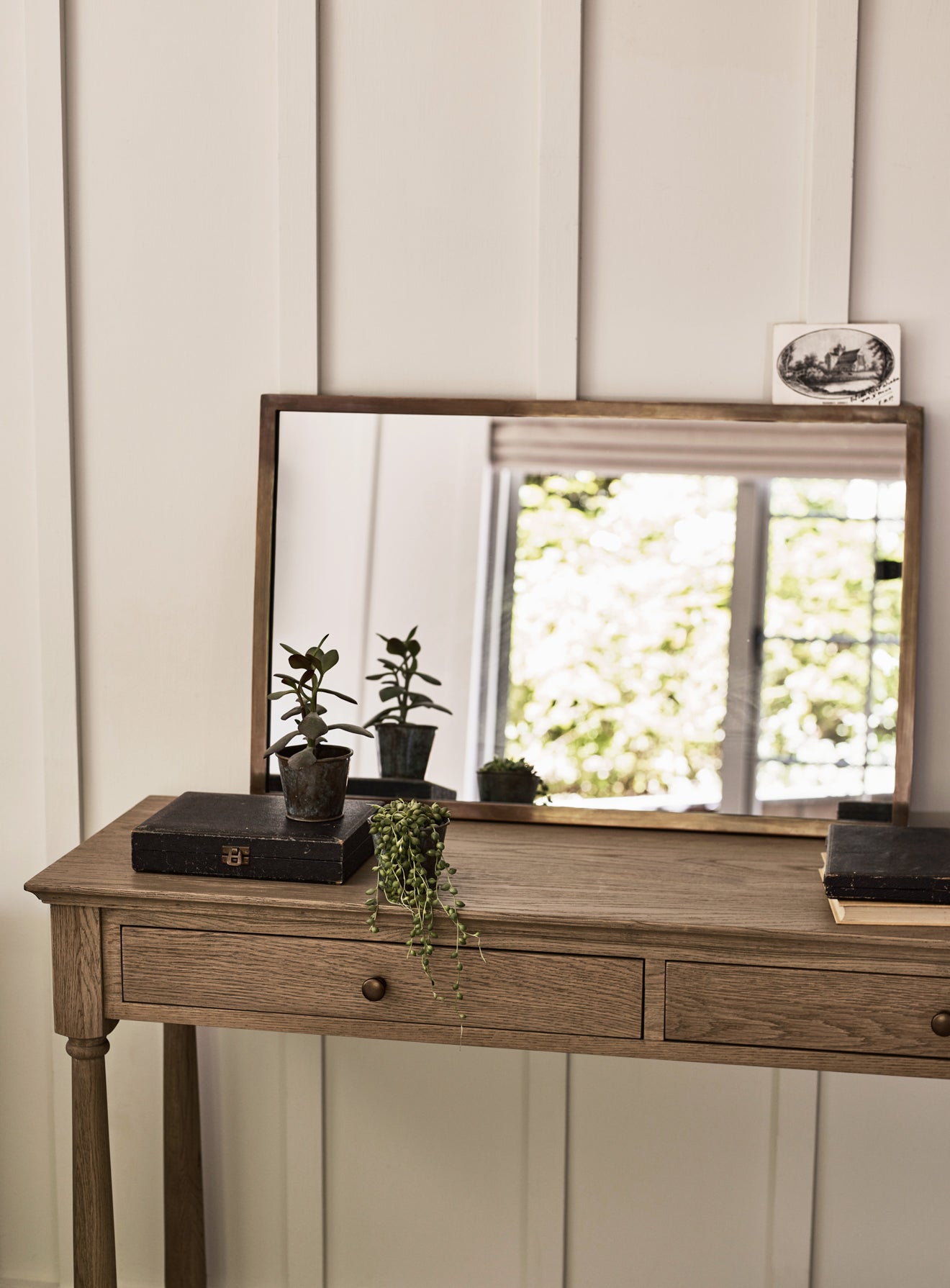 Aster Rectangular Mirror Antique Brass