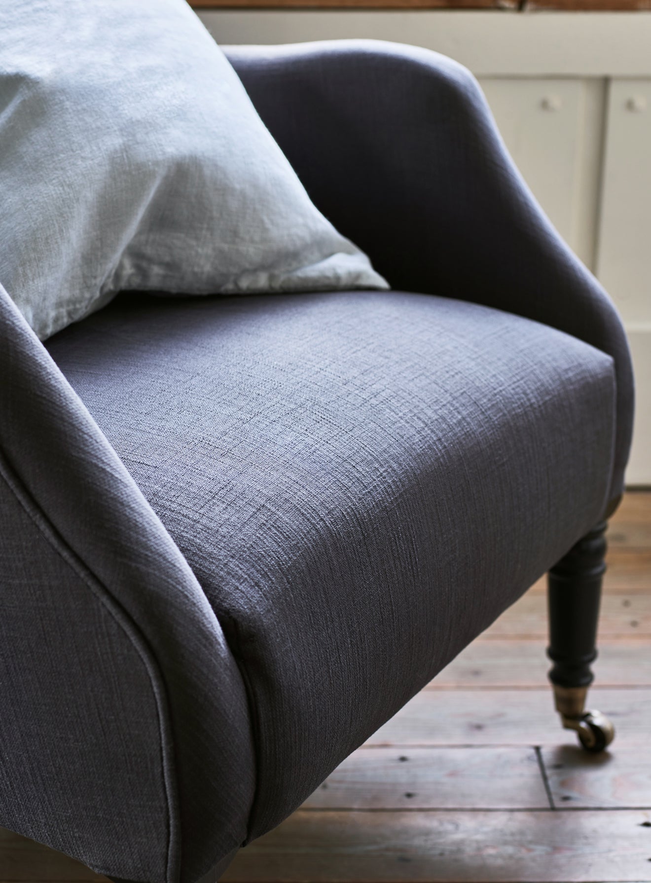 Bromley Wingback Chair, Charcoal Cotton