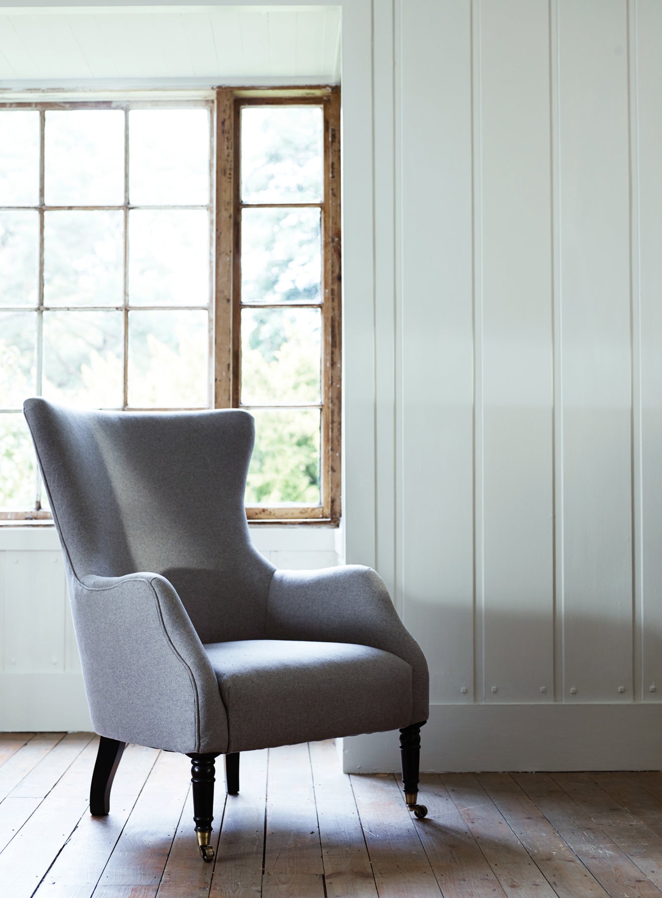 Bromley Wingback Chair, Grey Wool