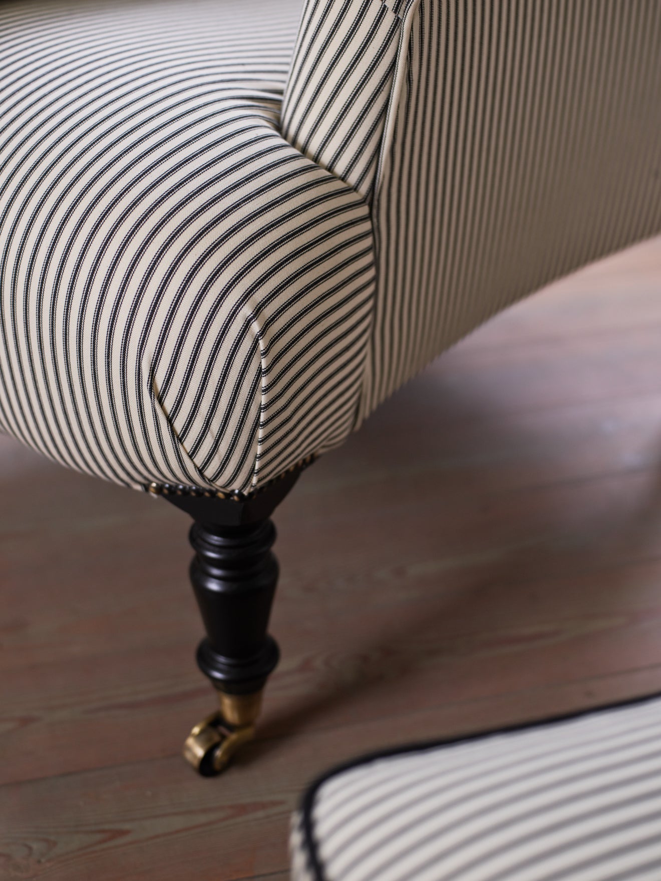 Finley Armchair, Black Ticking Stripe