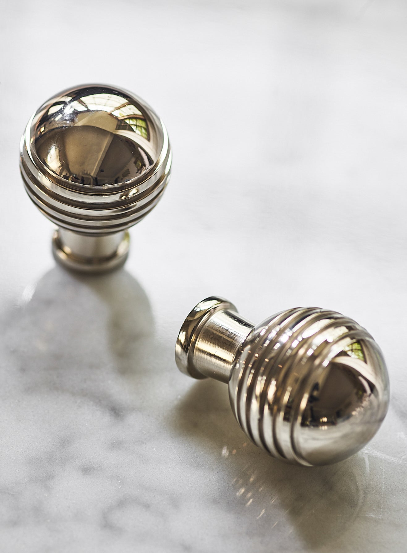 Grove Grooved Rounded Knob, Bright Nickel