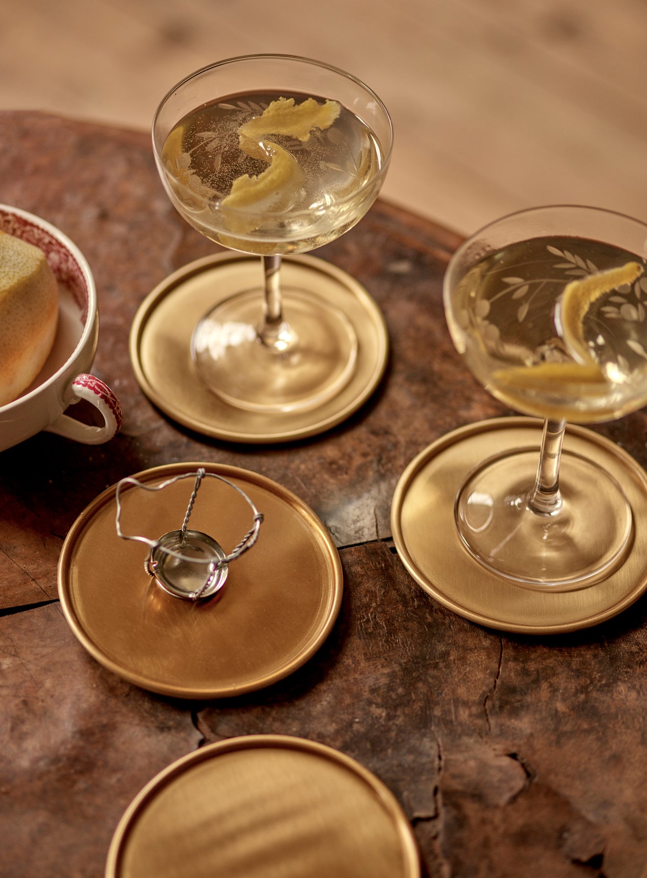 Lena Brass Coasters Set Four