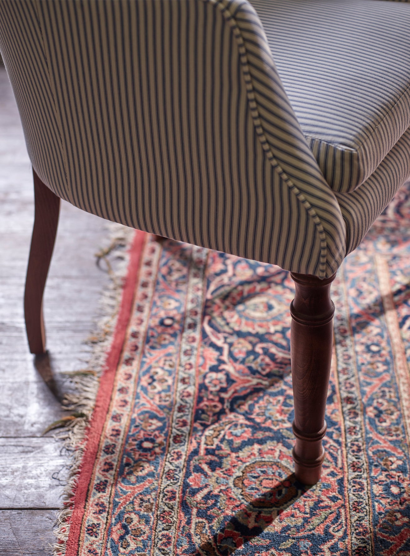 Bennett Library Chair, Grey Ticking Stripe