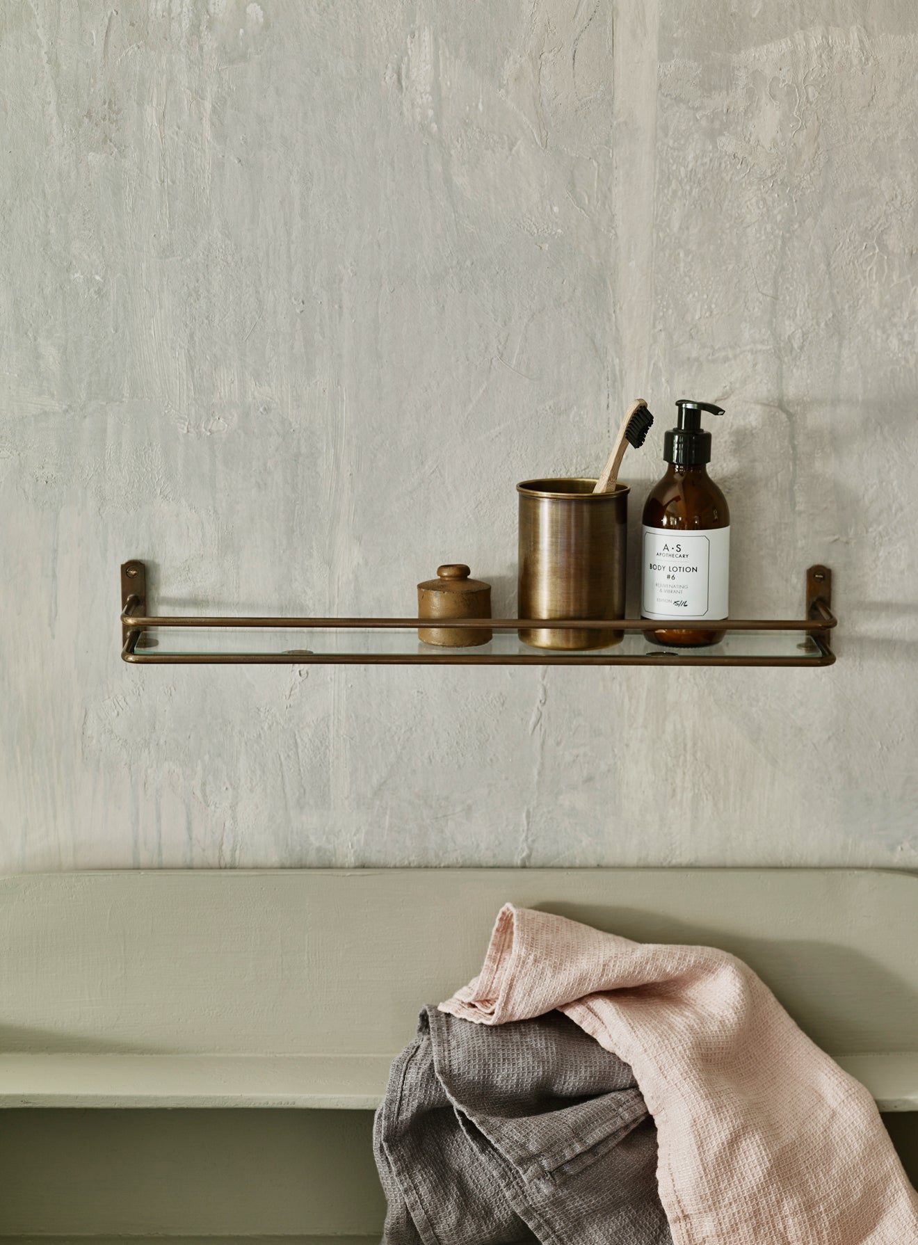 Bilton Bathroom Shelf Antique Brass