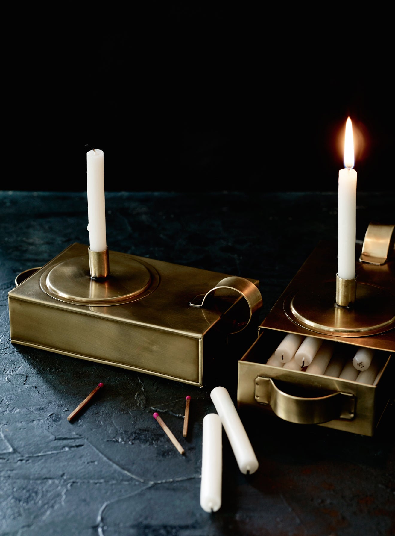 Thora Rustic Candle Holder Brass